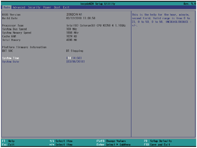 BIOS Detailed Menu