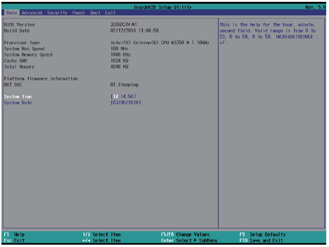 BIOS Main Menu